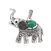 Antique Silver Plated Alloy Dyed Synthetic Turquoise Elephant Pendants LS-PALLOY-E402-01AS-1
