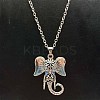 Alloy Pave Glass Cable Chain Blue-eyed Elephant Pendant Necklaces for Women HN3417-1-1