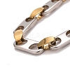 PVD Vacuum Plating 201 Stainless Steel Oval Link Chain Bracelets STAS-E160-04GP-2
