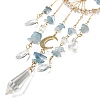 Wire Wrapped Natural Aquamarine Chip Tree of Life Window Hanging Prism Ornaments HJEW-TA00283-01-2