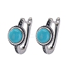 Half Round Synthetic Turquoise Hoop Earrings EJEW-C178-08-3