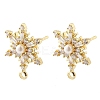 Brass Micro Pave Cubic Zirconia Stud Earring Findings KK-K371-34G-1