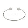304 Stainless Steel Cuff Blank Bangle Bases with Flat Round Tray STAS-Z088-02P-3