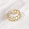Hexagon 304 Stainless Steel Open Cuff Ring for Women RJEW-Z083-03G-02-3