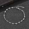 304 Stainless Steel Dapped Chains Bracelets for Women BJEW-D466-08A-P-4