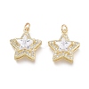 Brass Micro Pave Cubic Zirconia Pendants X-ZIRC-F114-10-G-1