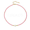 Sweet and Cool Summer Freshwater Pearl Necklaces Pink Glass Beaded Necklaces VX3518-4