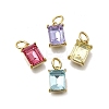 Rectangle Brass with Glass Charms KK-G525-05G-1