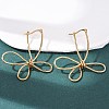 Hollow Flower 201 Stainless Steel Hoop Earrings LS-EJEW-P337-01G-1