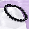 Natural Tourmaline Round Beaded Stretch Bracelets for Men Women BJEW-G743-01A-3