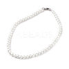 Glass Pearl Round Beaded Necklace for Men Women NJEW-JN03923-01-1