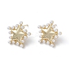 Long-Lasting Plated Brass Stud Earrings with Plastic Pearl for Women X-EJEW-A088-09G-1
