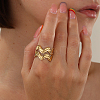 201 Stainless Steel Geometric Wave Open Cuff Ring for Women LC2351-3