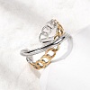 Adjustable 304 Stainless Steel Cuff Rings for Women RJEW-B150-01GP-06-3