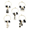 Music Theme Alloy Wine Glass Charms AJEW-JO00245-1