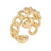 Brass Heart Charm Open Cuff Ring KK-D080-09G-3