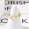 Flower Brass Open Cuff Rings for Women RJEW-R011-09G-01-3