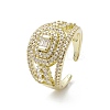 Rack Plating Brass Micro Pave Cubic Zirconia Open Cuff Rings RJEW-K257-31G-1
