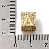 Brass Cubic Zirconia Cube European Beads KK-Q818-01A-G-3