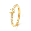 Clear Cubic Zirconia Initial Letter Adjustable Ring RJEW-C052-01G-V-1