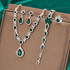 Fashionable Brass Rhinestone Bracelets & Earrings & Necklaces & Rings Sets FS-WG0E119-04-1