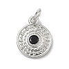 Brass Micro Pave Cubic Zirconia Flat Round Charms KK-C156-24P-1