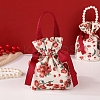 Cloth Flower Print Drawstring Pouches PW-WG35033-02-1