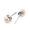 Natural Pearl Round Bead Stud Earrings EJEW-E298-01A-02P-2