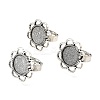 Vintage Adjustable Iron Finger Ring Components Alloy Flower Cabochon Bezel Settings X-PALLOY-O039-25AS-5