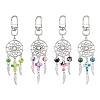 4Pcs Woven Net/Web with Wing Alloy & Synthetic Turquoise Cross Round Pendant Decoration HJEW-JM03055-1