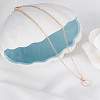1Pc Zinc Alloy White Enamel Round with Letter Pendant Necklaces NJEW-LP0002-88G-L-3