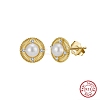 925 Sterling Silver Flat Round Stud Earrings EJEW-D326-02G-2