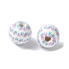 Mother's Day Theme Printed Wood European Beads WOOD-F016-02-1