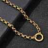 304 Stainless Steel Spring Gate Ring Pendant Rolo Chain Necklaces for Women NJEW-Z091-04G-1