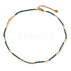 Faceted Round Natural Malachite and Brass Beaded Necklaces for Women QA9990-2-1