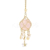 Natural Rose Quartz with Rack Plating Brass Pendants Decorations AJEW-B023-01G-06-2
