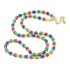 Brass Enamel Column Link Chain Necklaces NJEW-H039-13G-2