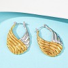 304 Stainless Steel Two Tone Stripe Hoop Earrings EJEW-S265-11GP-2