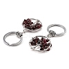 Natural Garnet Flat Round with Tree of Life Pendant Keychain KEYC-E023-03R-2