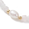 Natural Rose Quartz Cube Beads Stretch Bracelets for Women BJEW-JB13179-02-3