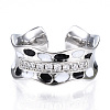 Clear Cubic Zirconia Wave Open Cuff Ring with Enamel RJEW-N039-03P-2