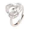 Brass Micro Pave Cubic Zirconia Adjustable Ring Components KK-CBAC351-02P-2
