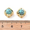 Brass Pave Synthetic Turquoise Rhombus Multi-Strand Links KK-B129-26B-01G-3
