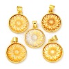 Natural Yellow Shell Carved Sunflower Pendants KK-D537-03G-01-1