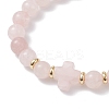 Natural Rose Quartz Cross Round Beaded Stretch Bracelets for Men Women BJEW-JB12258-03-3
