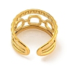 Ion Plating(IP) 304 Stainless Steel Ssquare Chain Open Cuff Ring for Women RJEW-A043-28G-3