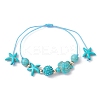 Starfish & Turtle Synthetic Turquoise(Dyed & Heated) Braided Bead Bracelets BJEW-JB09818-01-1