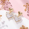 Rack Plating Heart Brass Micro Pave Clear Cubic Zirconia Dangle Stud Earrings EJEW-H147-18G-3