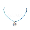 Flower Alloy Enamel Pendant Glass Seed Beaded Necklaces for Women NJEW-JN05550-03-1