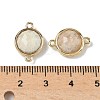 Brass Pave Natural Moonstone Faceted Flat Round Connector Charms G-U028-04G-13-3